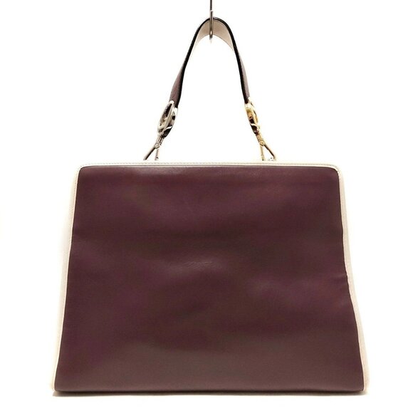 Auth FENDI Runaway 8BH343 Bordeaux Beige Leather - Handbag - Picture 2 of 8